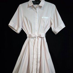 NWOT Brooks Brothers Red Fleece Striped Shirt Dress 12